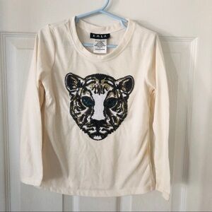 NWT RMLA Cream long sleeve sequins sparkly tiger shirt size 6